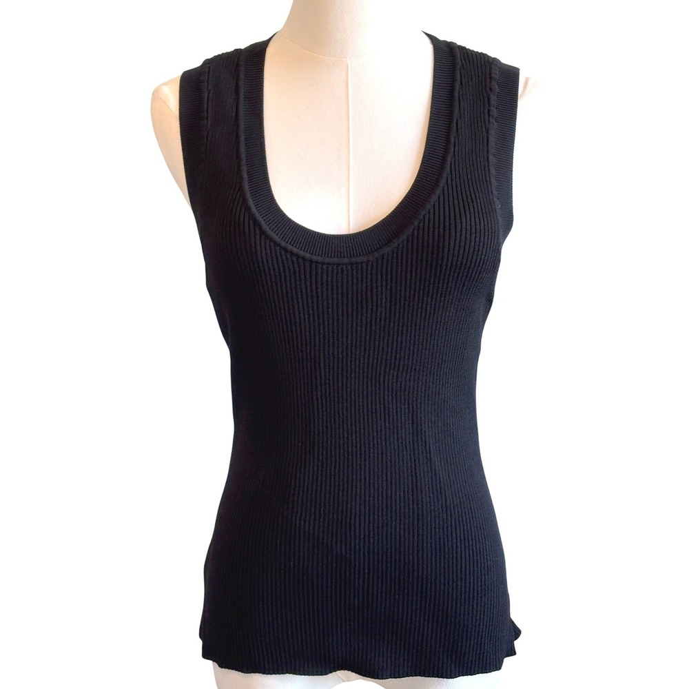 STAUD Tank Top Black Womens XL Ribbed Knit Scoop Neck Sleeveless